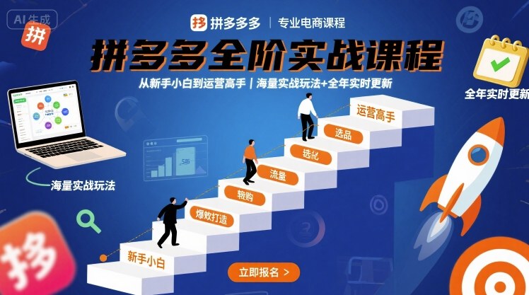 拼多多全阶实战课程，从新手小白到运营高手，海量实战玩法+全年实时更新【2025年9月更新】-梦清研习社