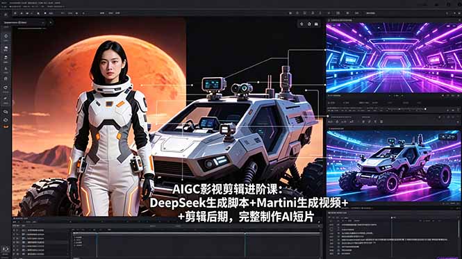 AIGC影视剪辑进阶课：DeepSeek生成脚本+Martini生成视频+剪辑后期，完整制作AI短片-梦清研习社