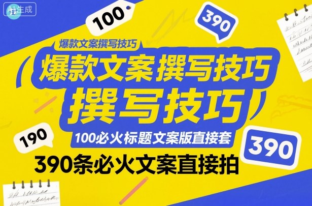 爆款文案撰写技巧，100个必火标题文案模版直接套，390条必火文案直接拍-梦清研习社