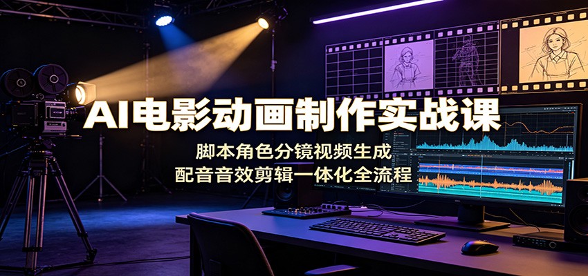 AI电影动画制作实战课：脚本角色分镜视频生成，配音音效剪辑一体化全流程-梦清研习社