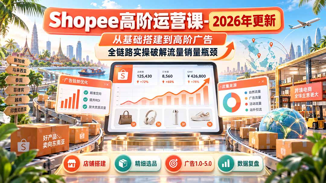 Shopee高阶运营课-更新9月，从基础搭建到高阶广告，全链路实操破解流量销量瓶颈-梦清研习社