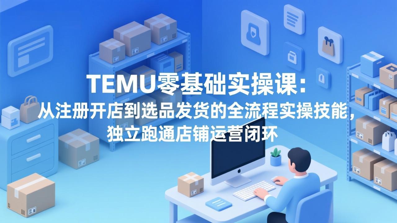 TEMU零基础实操课:从注册开店到选品发货的全流程实操技能,独立跑通店铺运营闭环-梦清研习社