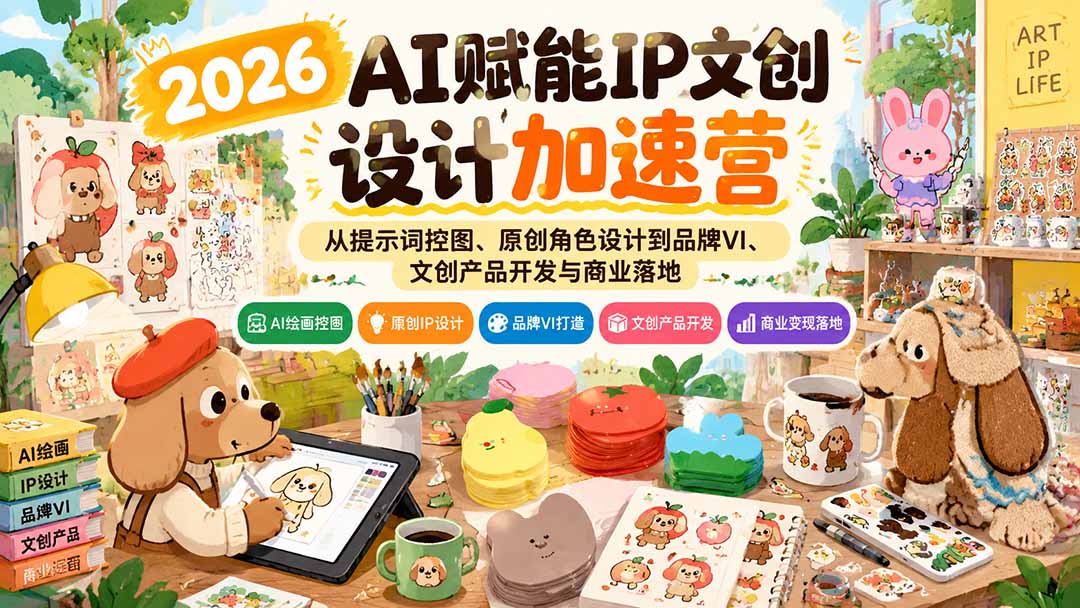 2026AI赋能IP文创设计加速营：从提示词控图、原创角色设计到品牌VI、文创产品开发与商业落地-梦清研习社