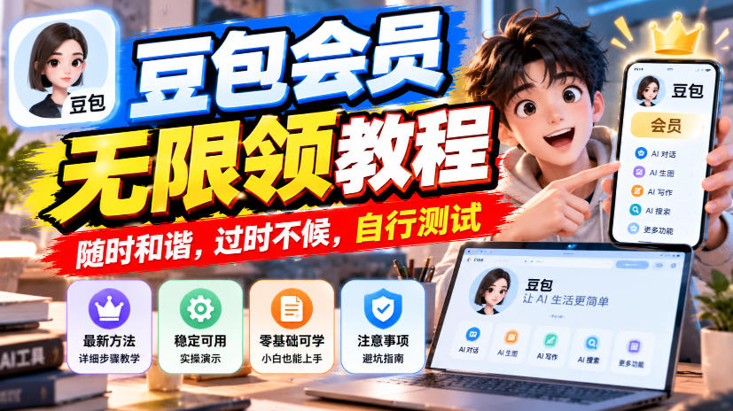豆包会员无限领教程,随时和谐,过时不候,自行测试-梦清研习社