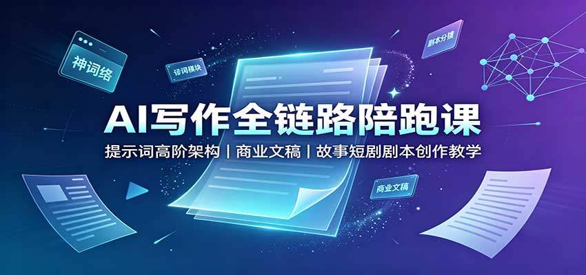 AI写作全链路陪跑课：提示词高阶架构，商业文稿，故事短剧剧本创作教学-梦清研习社