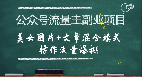 公众号流量主副业项目，美女图片+文章混合模式操作流量爆棚-梦清研习社