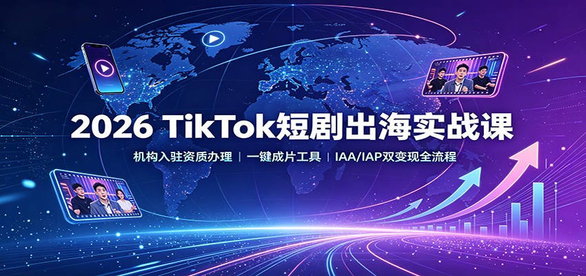 2026 TikTok短剧出海实战课：机构入驻资质办理，一键成片工具，IAA/IAP双变现全流程-梦清研习社