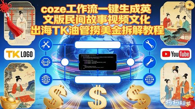 Coze扣子工作流一键生成英文版民间故事视频,文化出海TK油管捞美金拆解教程-梦清研习社