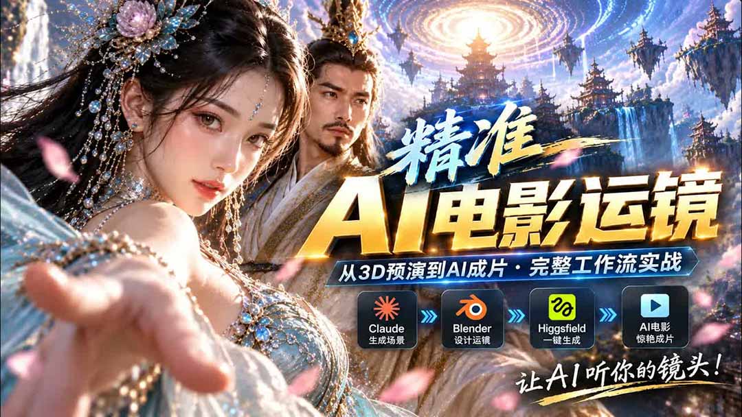AI视频终于能精准运镜了！Claude + Blender + Higgsfield 免费插件实测-梦清研习社