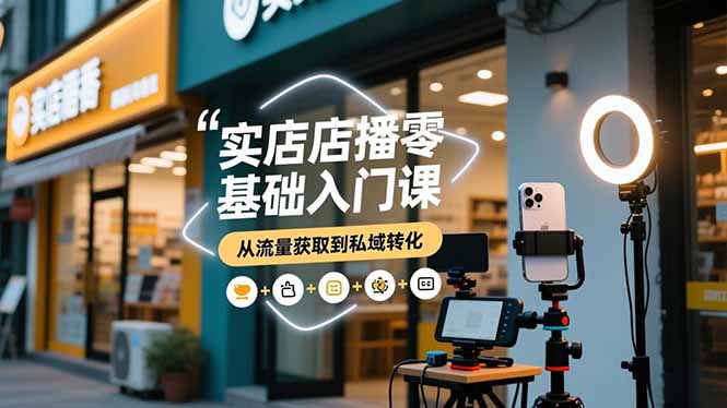 实体店播零基础入门课，实体店+短视频+直播+微信生态+私域社群，从流量获取到私域转化-梦清研习社