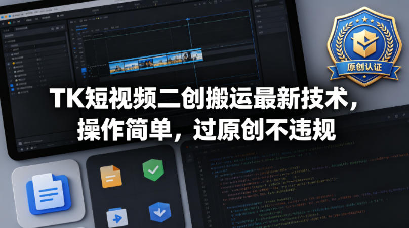 TK短视频二创搬运最新技术，操作简单，过原创不违规-梦清研习社