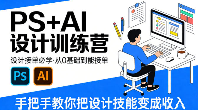 设计接单必学，PS+AI设计训练营，从0基础到能接单，手把手教你把设计技能变成收入-梦清研习社