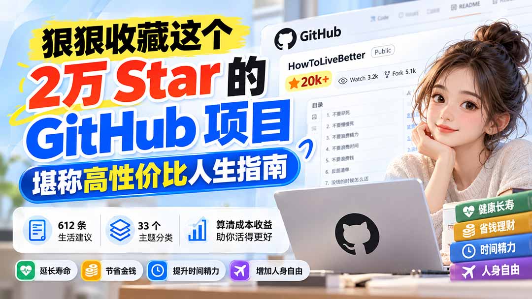 狠狠收藏这个 2 万 Star 的 GitHub 项目，堪称高性价比人生指南。-梦清研习社