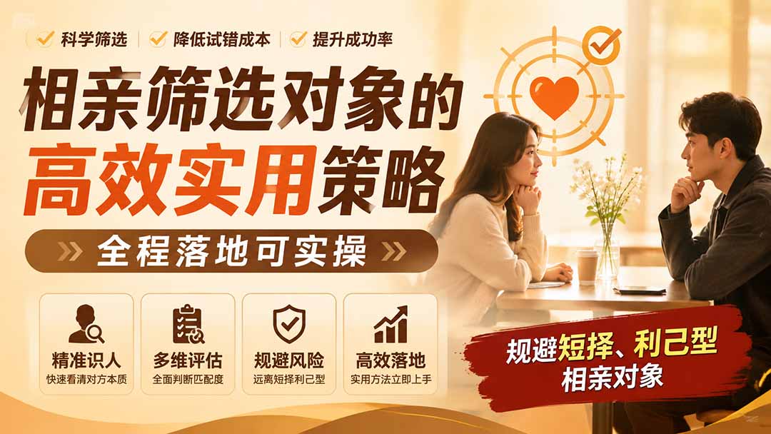 付费文章：相亲筛选对象的高效实用策略，全程落地可实操，规避短择、利己型相亲对象-梦清研习社