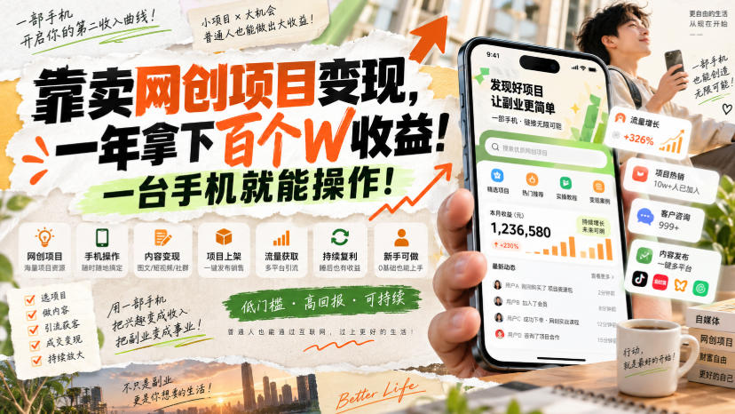网创小程序虚拟资料变现，一年拿下百万收益，一部手机就可以做，0成本变现副业！-梦清研习社