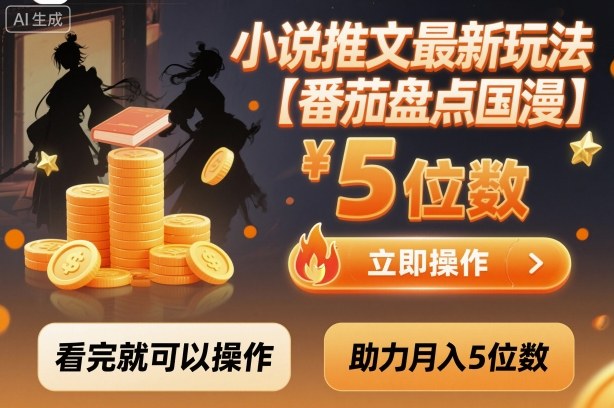 小说推文最新玩法，助力月入5位数【番茄盘点国漫】玩法，看完就可以操作-梦清研习社