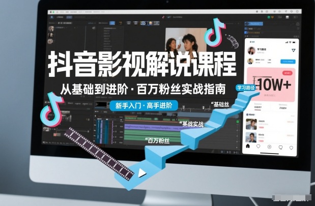 抖音百万粉丝影视解说课程,基础到进阶课,适合新手和进阶学习-梦清研习社