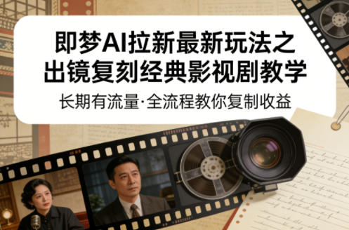 即梦AI拉新最新玩法之出镜复刻经典影视剧教学,长期有流量,全流程教你复制收益-梦清研习社