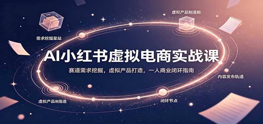 AI小红书虚拟电商实战课：赛道需求挖掘，虚拟产品打造，一人商业闭环指南-梦清研习社