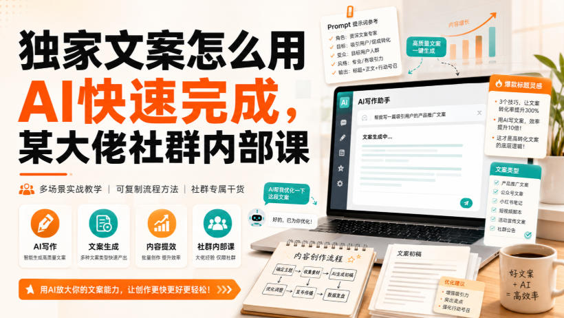 独家文案怎么用AI快速完成，某大佬社群内部课-梦清研习社