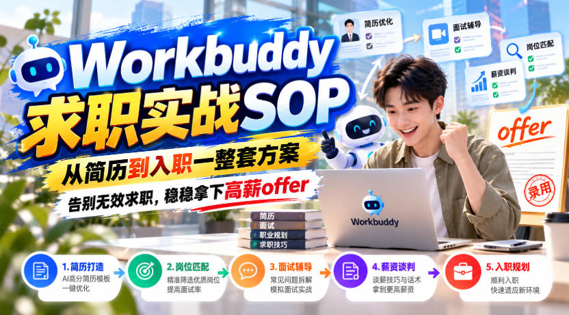 Workbuddy求职实战SOP，从简历到入职一整套方案，告别无效求职，稳稳拿下高薪offer-梦清研习社