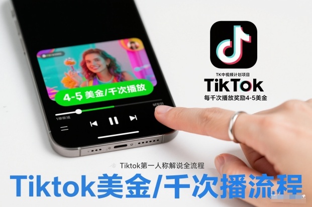 TK中视频计划项目,Tiktok第一人称解说流程,每干次播放奖励4-5美金-梦清研习社