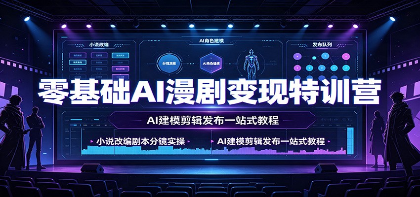 零基础AI漫剧变现特训营：小说改编剧本分镜实操，AI建模剪辑发布一站式教程-梦清研习社