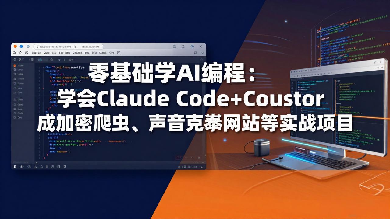 零基础学AI编程：学会Claude Code+Cursor完成加密爬虫、声音克隆网站等实战项目-梦清研习社