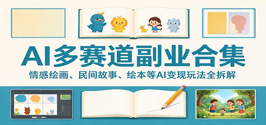 AI多赛道副业合集：情感绘画、民间故事、绘本等AI变现玩法全拆解-梦清研习社
