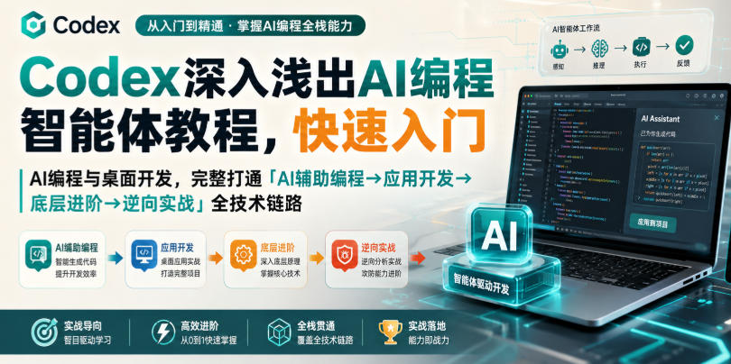 Codex深入浅出AI编程智能体教程，快速入门AI编程与桌面开发，打通「AI辅助编程→应用开发→底层进阶→逆向实战」全技术链路-梦清研习社