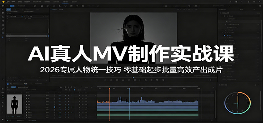 AI真人MV制作实战课：2026专属人物统一技巧，零基础起步批量高效产出成片-梦清研习社