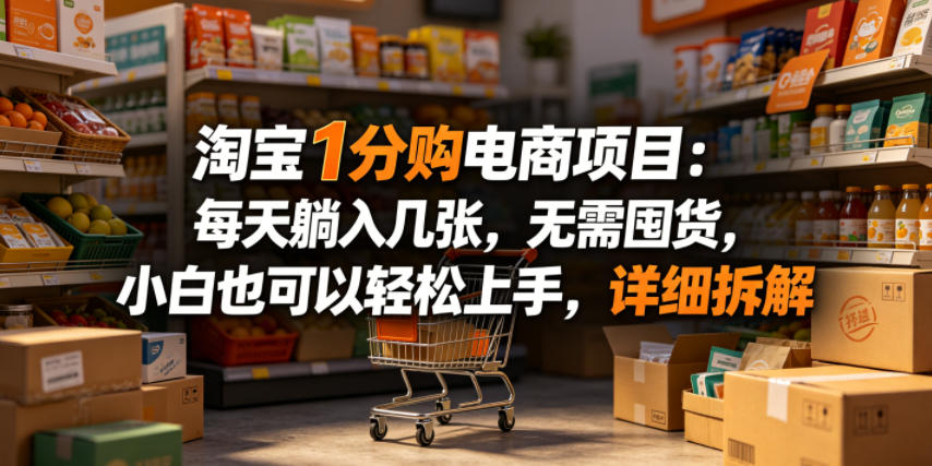 淘宝1分购电商项目：每天躺入几张，无需囤货，小白也可以轻松上手，详细拆解-梦清研习社