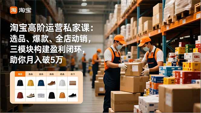 淘宝高阶运营私家课：选品、爆款、全店动销，三模块构建盈利闭环，助你月入破5万-梦清研习社