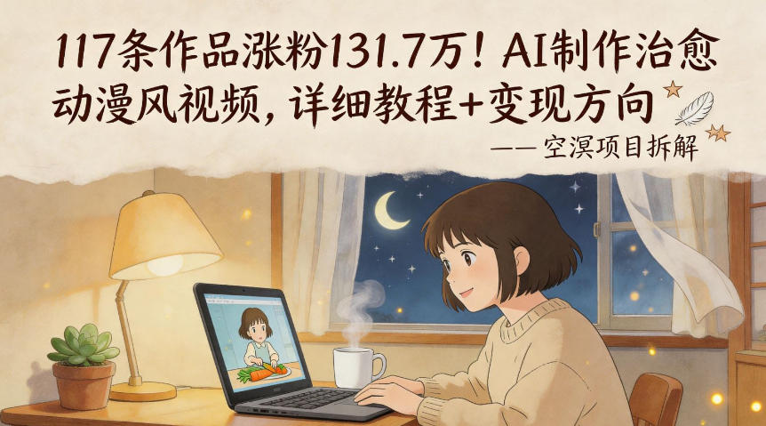117条作品涨粉131.7W！AI制作治愈动漫风视频，详细教程+变现方向-梦清研习社