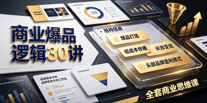 商业爆品逻辑30讲｜拆解各行各业头部品牌盈利模式，吃透爆品打造、低成本传播、长效变现全套商业思维课-梦清研习社