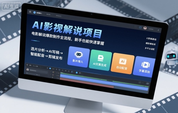 AI影视解说项目，电影解说爆款制作全流程，新手也能快速掌握-梦清研习社