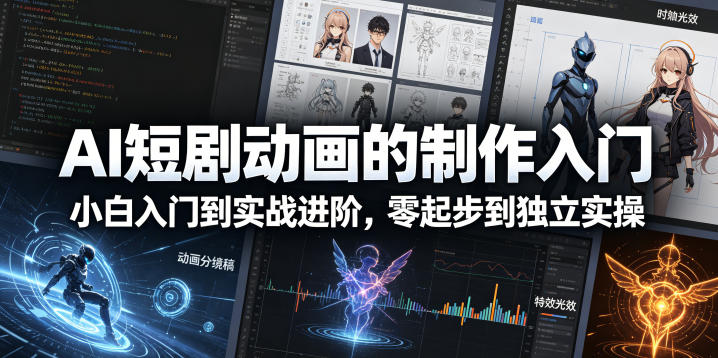 AI短剧动画的制作入门，小白入门到实战进阶，零起步到独立实操-梦清研习社
