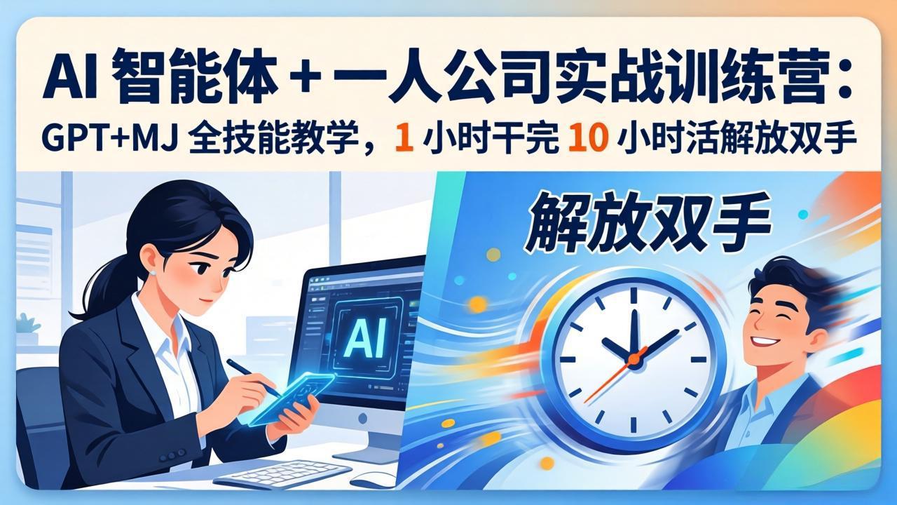 AI 智能体 + 一人公司实战训练营：GPT+MJ 全技能教学，1 小时干完 10 小时活解放双手-梦清研习社