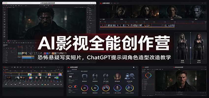AI影视全能创作营：恐怖悬疑写实短片，ChatGPT提示词角色造型改造教学-梦清研习社
