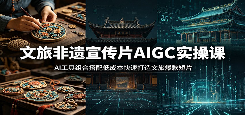 文旅非遗宣传片AIGC实操课：AI工具组合搭配低成本快速打造文旅爆款短片-梦清研习社