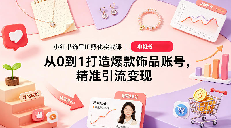 小红书饰品IP孵化实战课｜从0到1打造爆款饰品账号，精准引流变现-梦清研习社