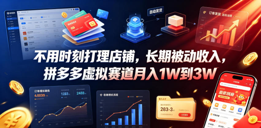 不用时刻打理店铺,长期被动收入,拼多多虚拟赛道月入1W到3W【揭秘】-梦清研习社