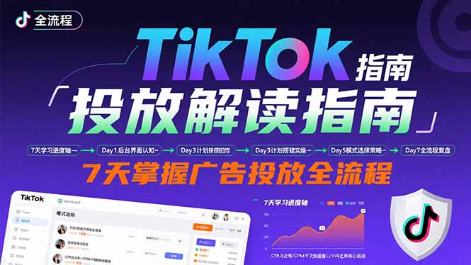 TikTok投放解读指南：后台操作/计划建立/模式选择，7天掌握广告投放全流程-梦清研习社