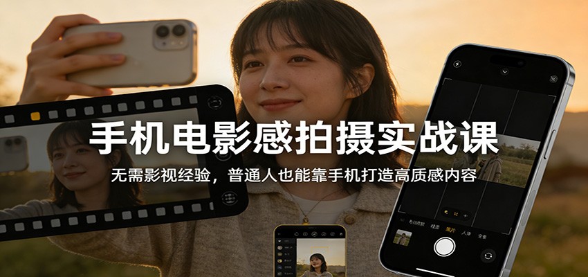 手机电影感拍摄实战课：无需影视经验，普通人也能靠手机打造高质感内容-梦清研习社