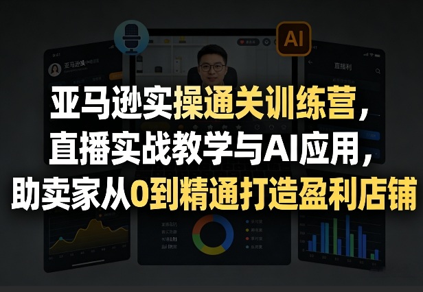 亚马逊实操通关训练营，直播实战教学与AI应用，助卖家从0到精通打造盈利店铺(更新8月8日)-梦清研习社