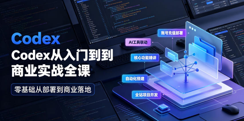 Codex从入门到商业实战全课｜账号充值部署、AI工具联动、核心功能精讲、自动化搭建、全站项目开发零基础教程-梦清研习社