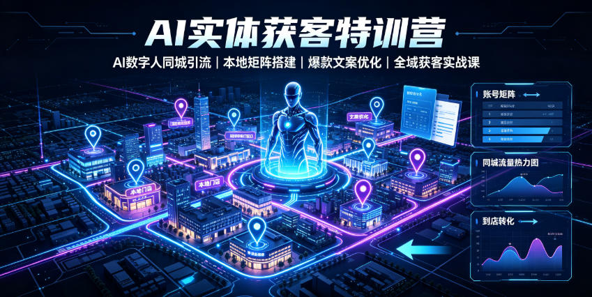 AI实体获客特训营｜AI数字人同城引流、本地矩阵搭建、爆款文案优化全域获客实战课-梦清研习社
