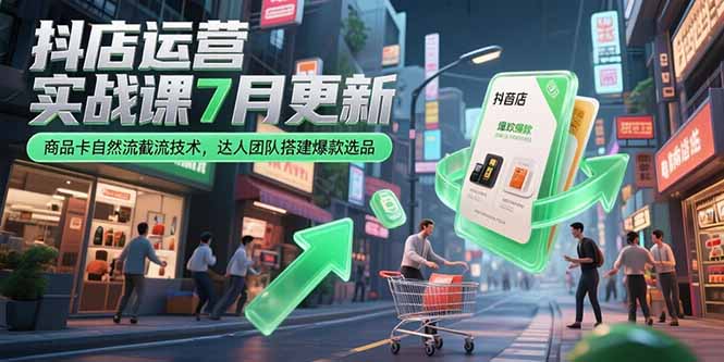 抖店运营实战课7月更新，商品卡自然流截流技术，达人团队搭建爆款选品-梦清研习社
