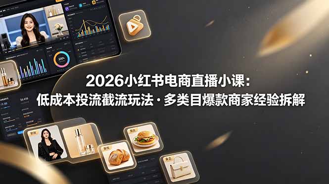 2026小红书电商直播小课，低成本投流截流玩法，多类目爆款商家经验完整拆解教学-梦清研习社