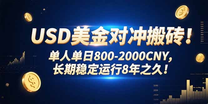 USD美金对冲搬砖!单人单日800-2000CNY，长期稳定运行8年之久!-梦清研习社